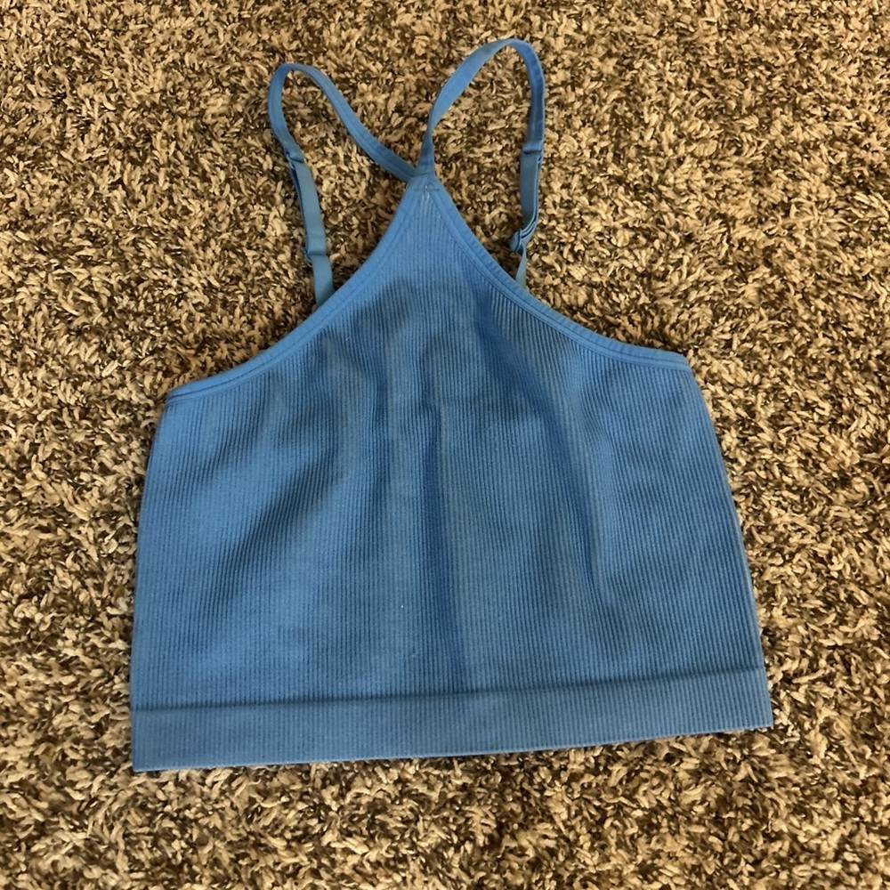 Colsie Sky Blue Ribbed Tank - Picture 1 of 3
